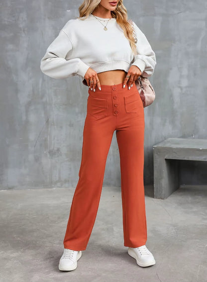 Fashion women's casual straight leg pants