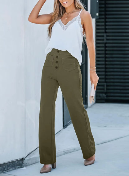 Fashion women's casual straight leg pants