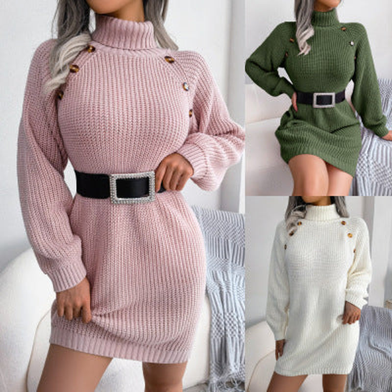 Long turtleneck sweater dress