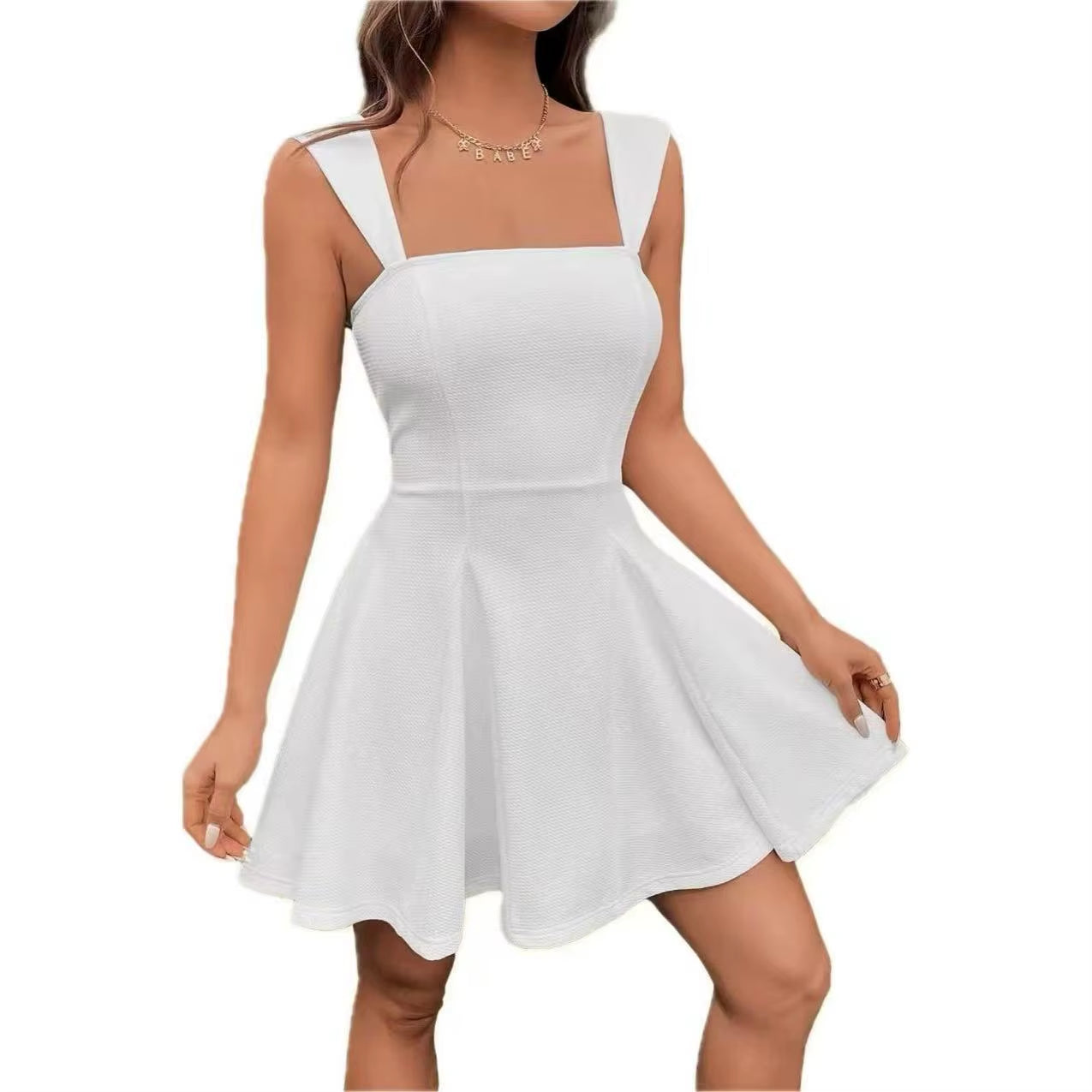 Women's sexy white sleeveless summer dress