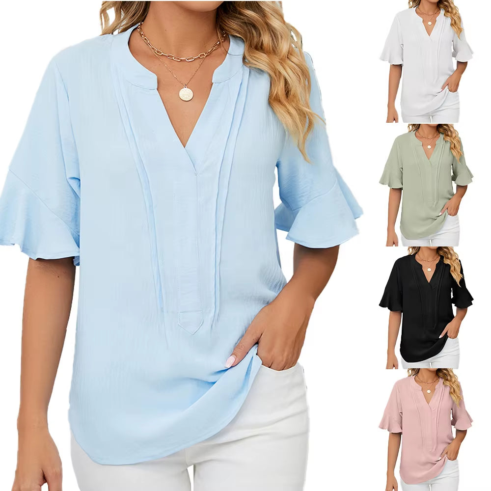 Women's V-neck sleeve blouse