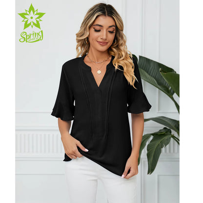 Women's V-neck sleeve blouse