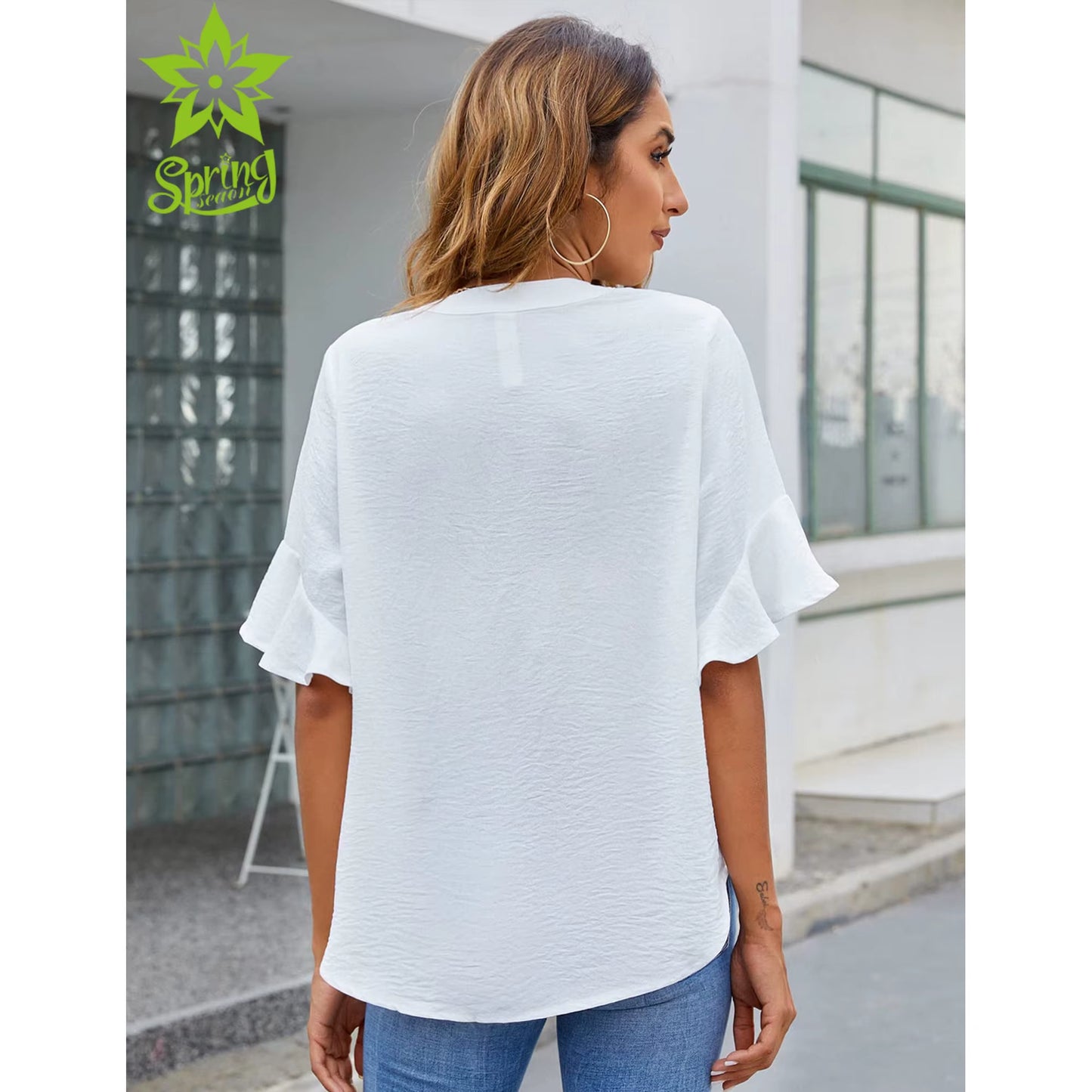 Women's V-neck sleeve blouse