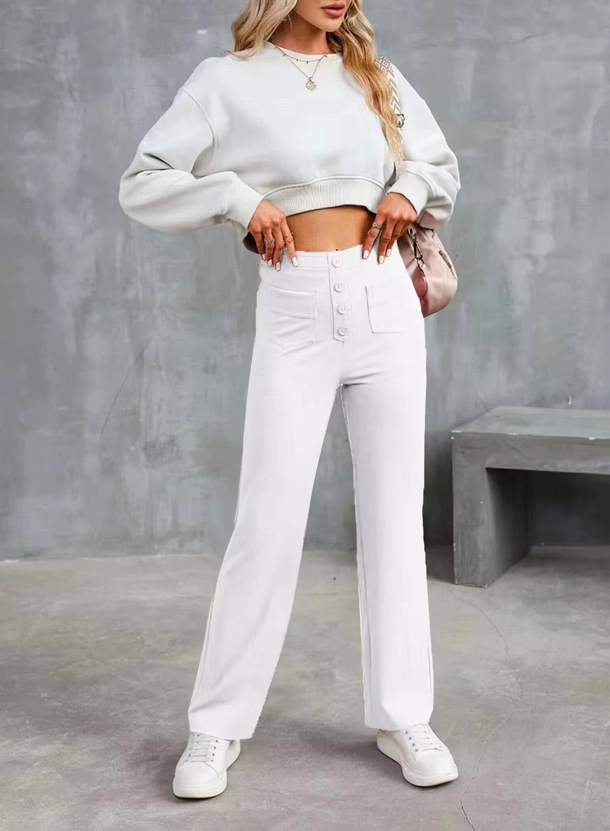 Fashion women's casual straight leg pants